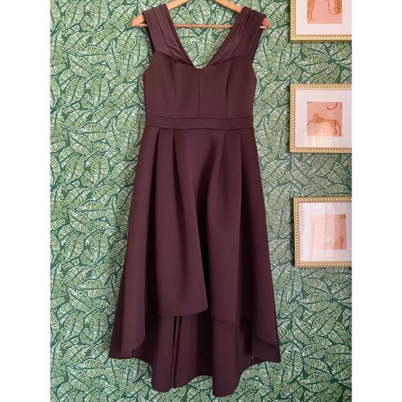 NWT ASOS | Bardot Cold Shoulder Midi Prom Dress Size 8 Plum - Picture 1 of 6
